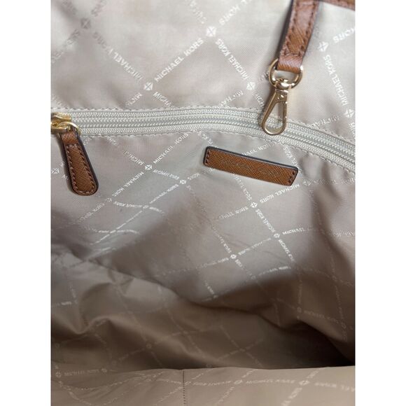 Michael Kors Chestnut Tan Saffiano Jet Set Tote Leather Bag Carryall Purse - Picture 10 of 13